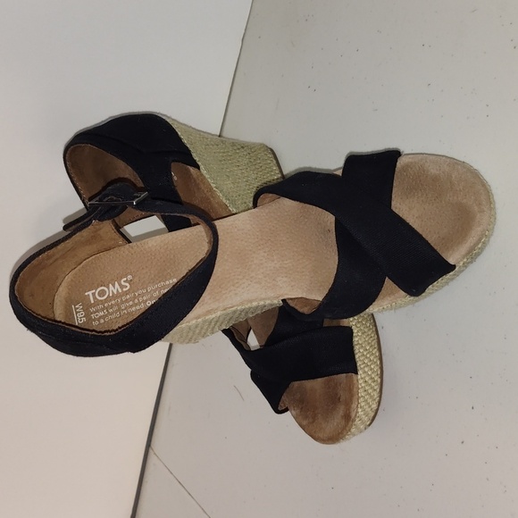 Toms Sienna Canvas Wedge Platform Sandal Size 9.5 - Picture 1 of 9